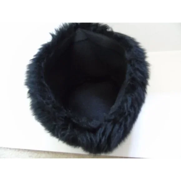 Vintage Lamb Wool Hat Black Cossack 1950
